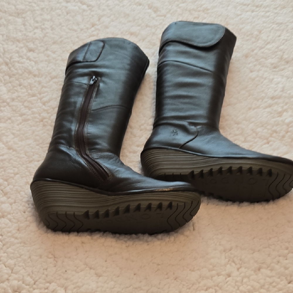 Fly London Dark Brown Leather Winter Boots